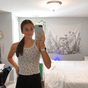 AE Grey Floral Tank Top